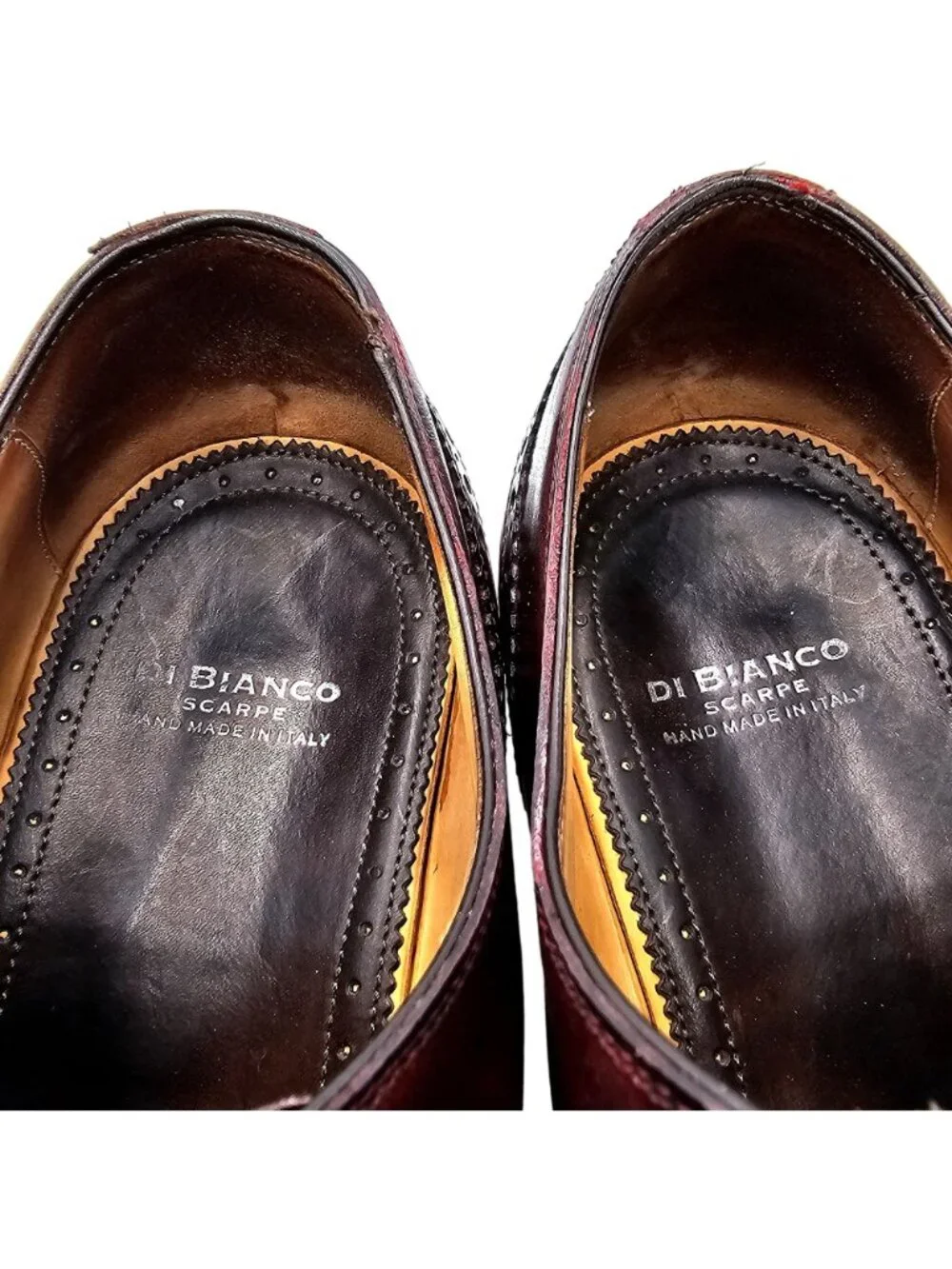 Scarpe Di Bianco Italy Luxury Wingtip Dress Shoe Men 12 Burgundy Leather Oxfords